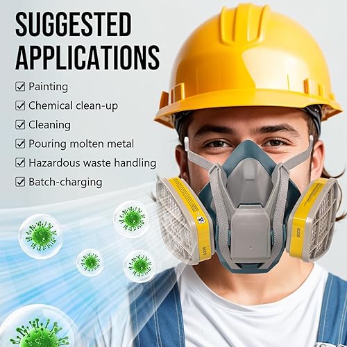 Miniatura 5 de Urjoai Cartucho respirador 6006 - Filtro respirador para respirador serie 6000, 7000 y FF-400, contra vapores orgánicos, gases ácidos, amoníaco,