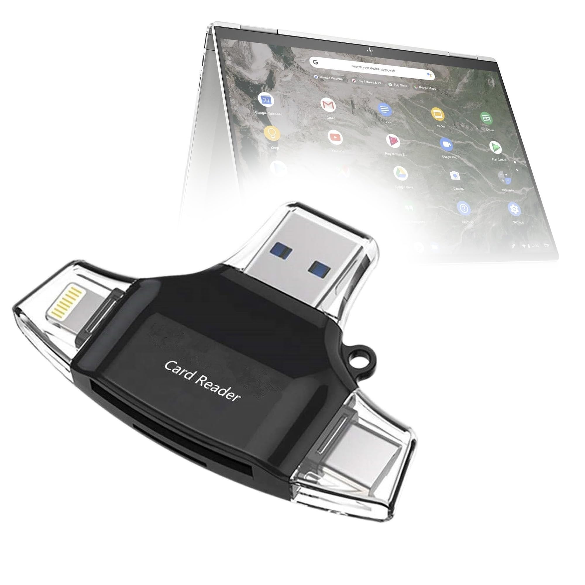 BoxWave Smart Gadget Compatible with HP Elite c1030 Chromebook - AllReader SD Card Reader, microSD Card Reader SD Compact USB - Jet Black-picture-24