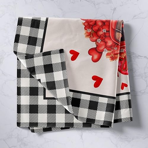 Miniatura 10 de Red Rose Flowers Girly Tapestry,Love Heart Valentine's Day Wall Tapestries,Girls Women Room Decor,Geometric Grids Patchwork Wall Hanging,Red Black