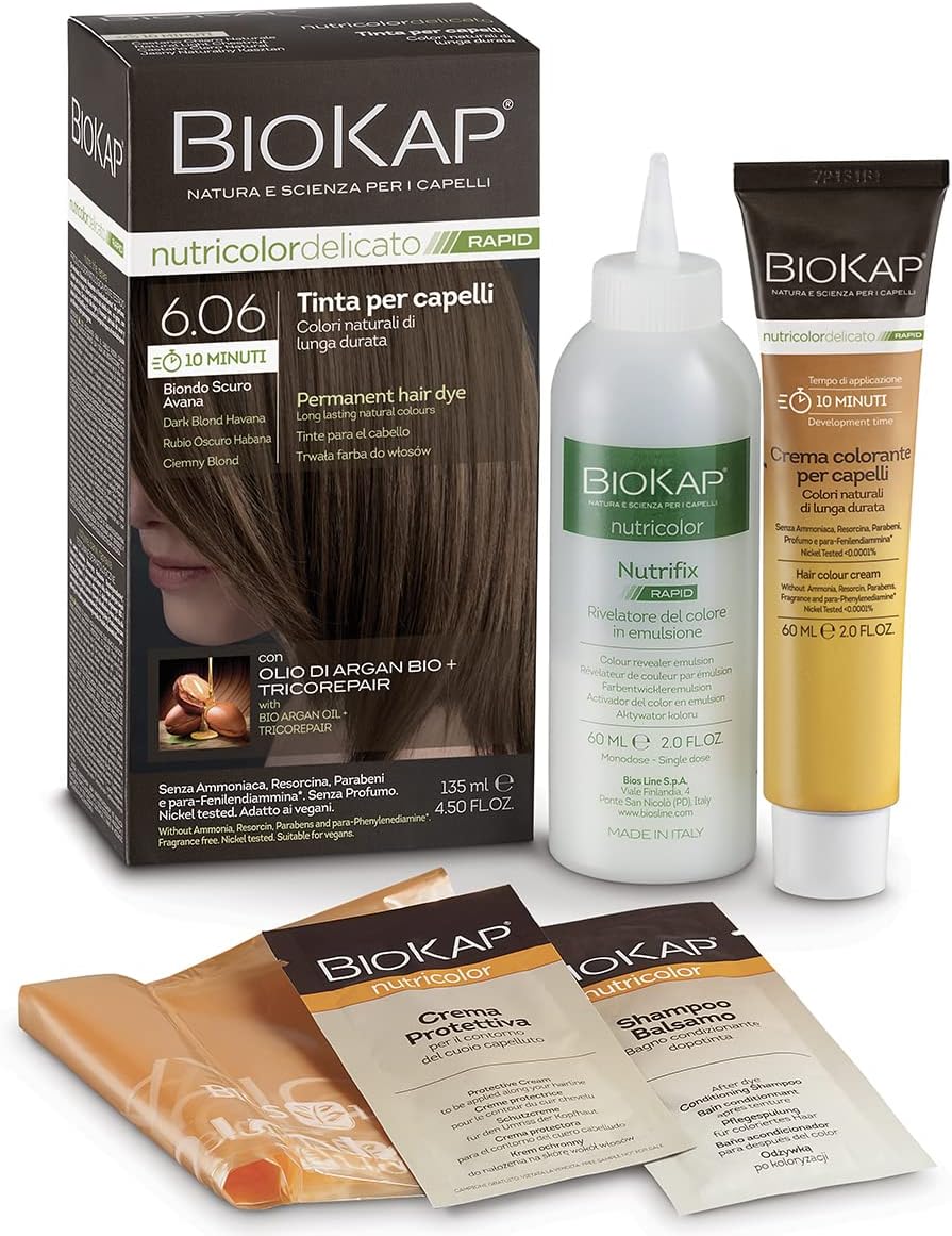 BioKap - Nutricolor Delicato Permanent Rapid Hair Dye 6.06 Dark Blond Havana - 4.5 oz.