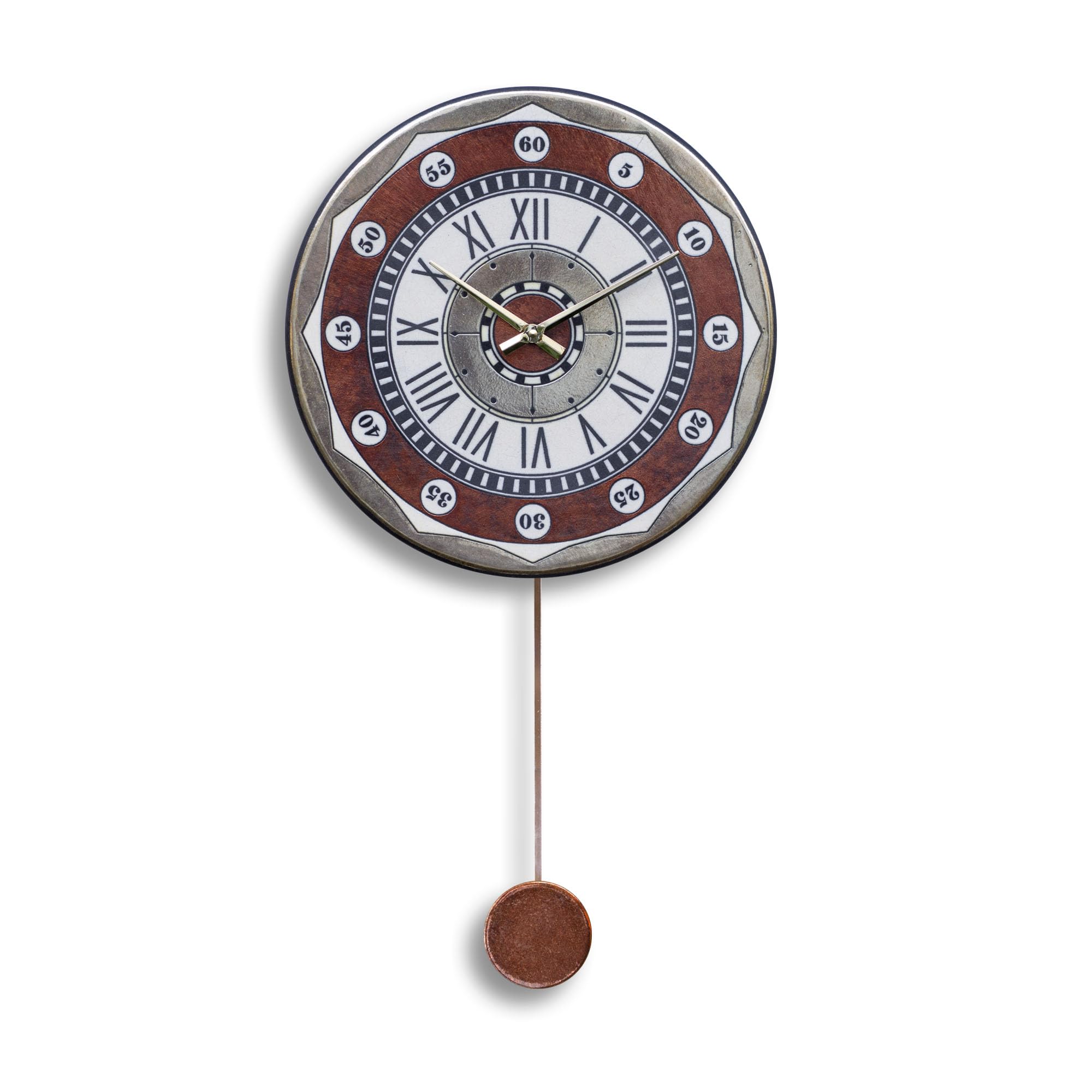 Horloge murale en céramique Raku MOLISH, un chef-d'œuvre artisanal bronze pour salon élégant