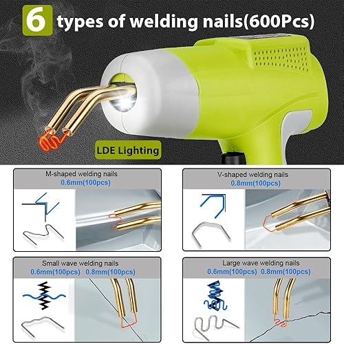 Miniatura 4 de Choerinton Pistola soldadora de plástico inalámbrica, kit de soldador de plástico compatible con batería Ryobi de 18 V, pistola de soldadura de 80 W