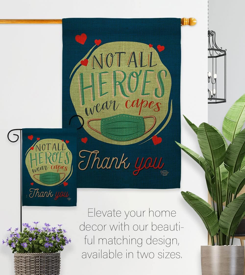Thank You All Heroes House Flag - Pack Expression Inspirational Spiritual Hope Love Wisdom Support Emotion Postive USA Applique - Banner Small Garden Yard Gift Double-Sided Made In 28 X 40