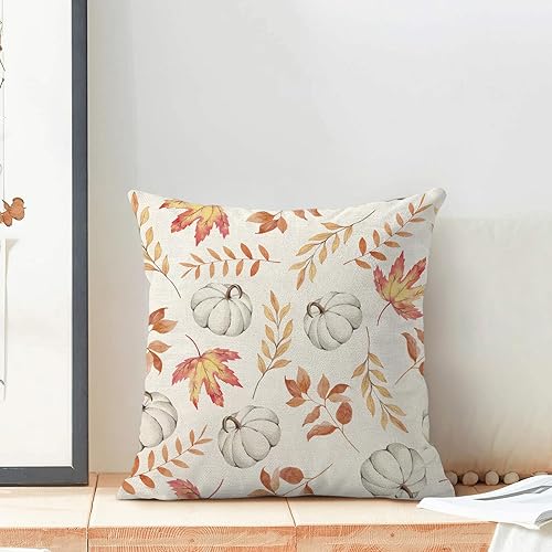Miniatura 3 de CXMEIFLY Juego de 2 fundas de almohada decorativas de otoño de 20 x 20 pulgadas, con hojas de arce otoñales para sofá, Acción de Gracias, cosecha de