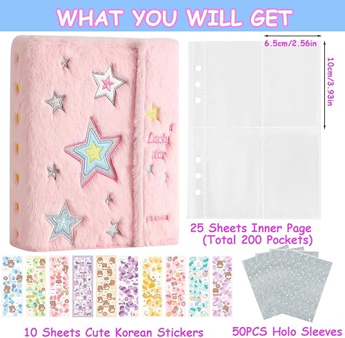 Vista 29 de Kpop Carpeta para tarjetas fotográficas de 3 pulgadas, libro con 50 fundas holográficas para tarjetas y calcomanías coreanas Kpop, álbum de tarjeta