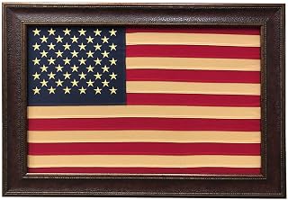 R&R Framed USA American Real Cotton Cloth Flag framed under crystal clear acrylic
