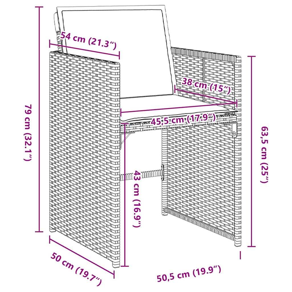 vidaXL 5-Teiliges Patio-Stuhlset mit Kissen Grau Poly-Rattan Outdoor-Sitzmöbel faltbare Stühle abnehmbare waschbare für Balkon Oder Garten-Essen PE 4-Sitzer Alfresco Bequeme Möbel Modern