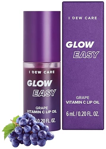 I DEW CARE Aceite labial Glow Easy Grape Aceite de labios con vitamina C, aceite de labios brillante pigmentado, calmante, maquillaje coreano,