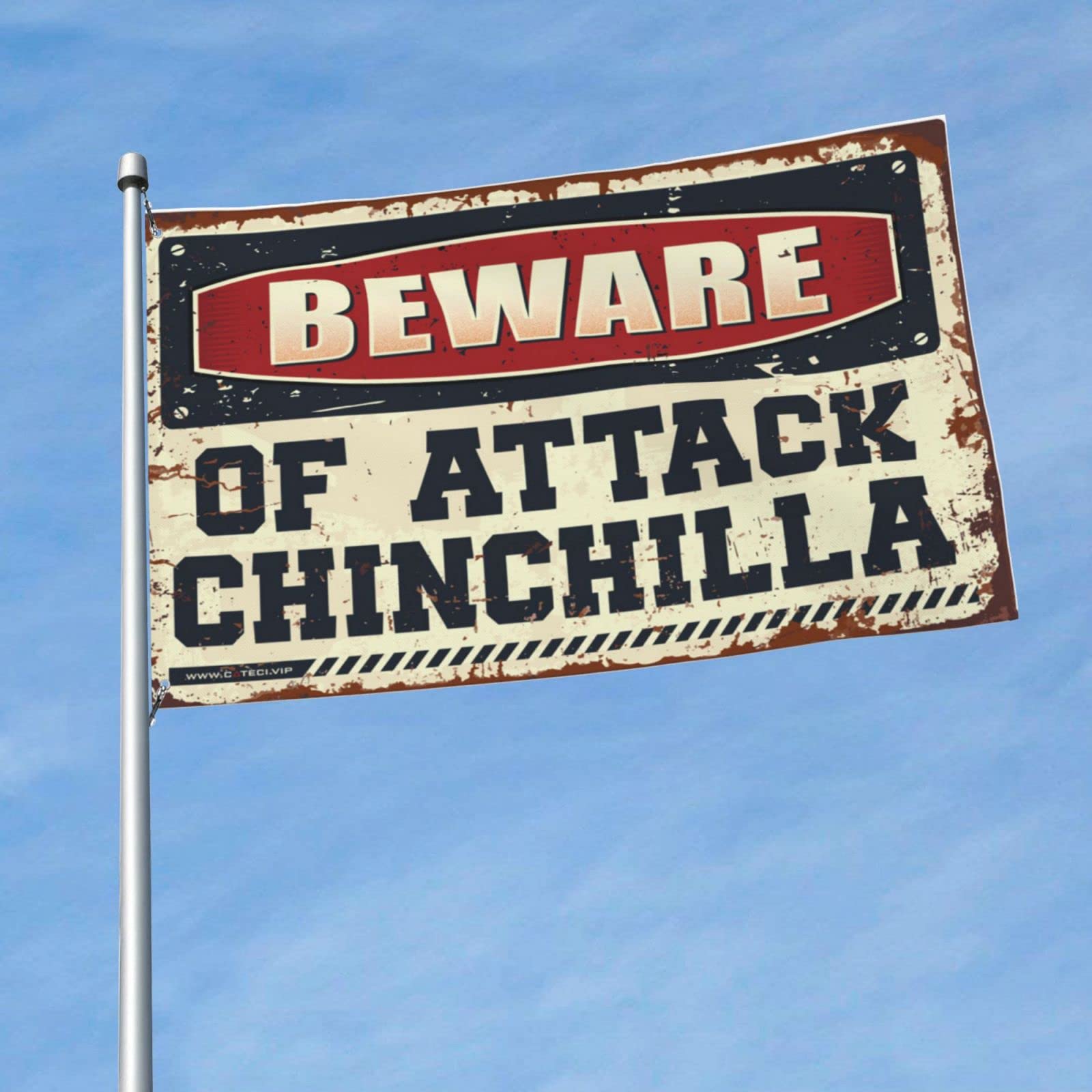 Bandera de habitación Beware of Attack Chinchilla para un dormitorio juvenil original 6