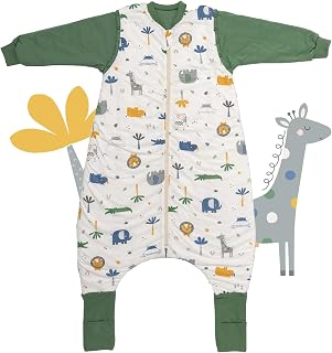 Schlummersack Baby Schlafsack mit Füßen Ganzjährig 2.5 Tog OEKO-TEX | Mit Beinen und Verlängerten Bündchen | Ärmel für Alle Jahreszeiten