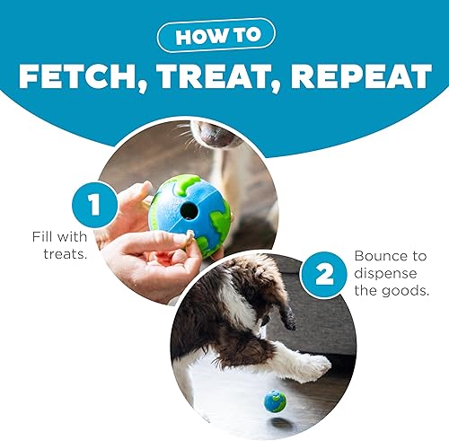 Vista 6 de Outward Hound by Planet Dog Orbee-Tuff Planet Ball Blue/Green Treat-Dispensing Dog Toy, Medium