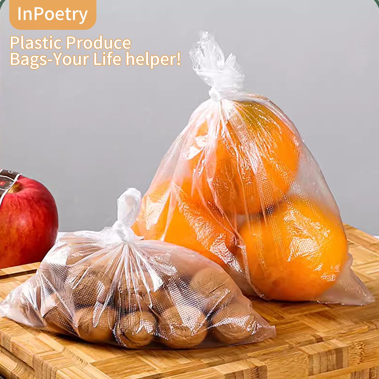 Bolsas de plástico transparente para almacenamiento de alimentos, 12 x 16 pulgadas, 350 bolsas/rollo, para verduras, pan.