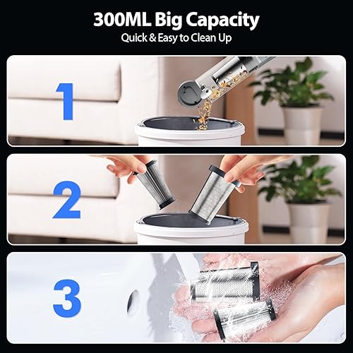 Miniatura 8 de Aspiradora de mano inalámbrica de 25000 Pa para automóvil, aspiradora de mano 3 en 1, incluye pantalla inteligente y base de carga, aspiradora de