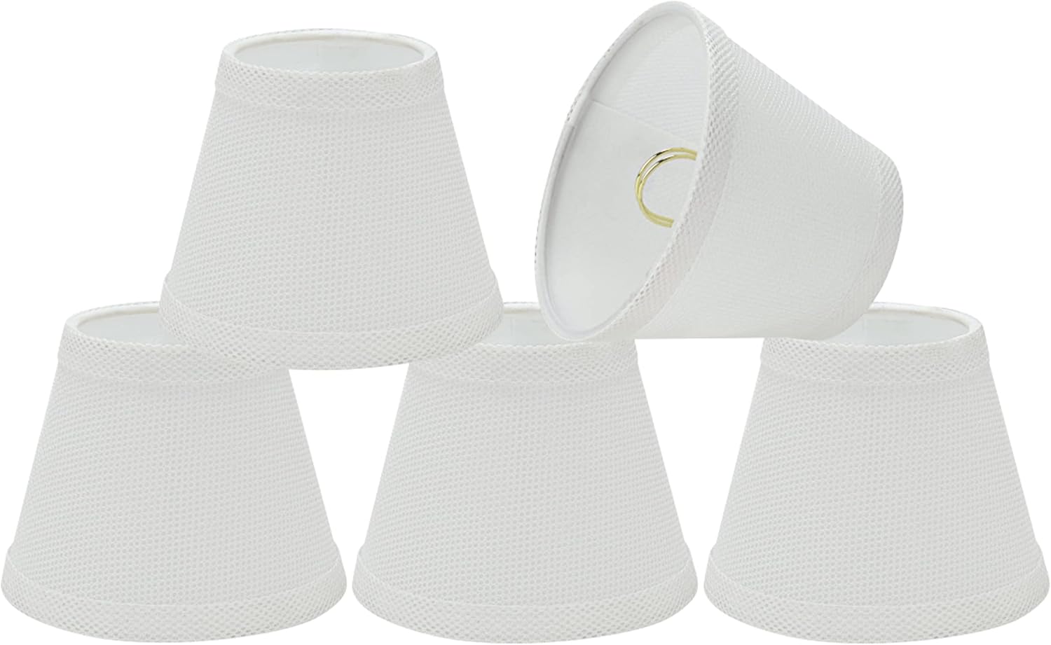Aspen Creative 32066-5, Hardback Empire Clip-On Chandelier Lamp Shade, White, 3" Top x 5" Bottom x 4" Slant Height, Set of 5