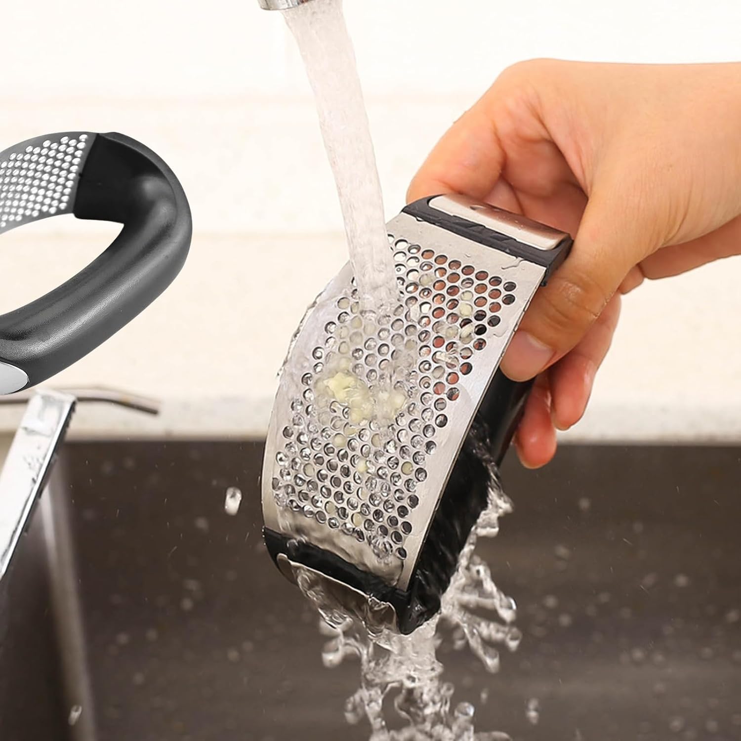 Garlic Crusher Tool Stainless Steel, Rocking Garlic Press for Kitchen