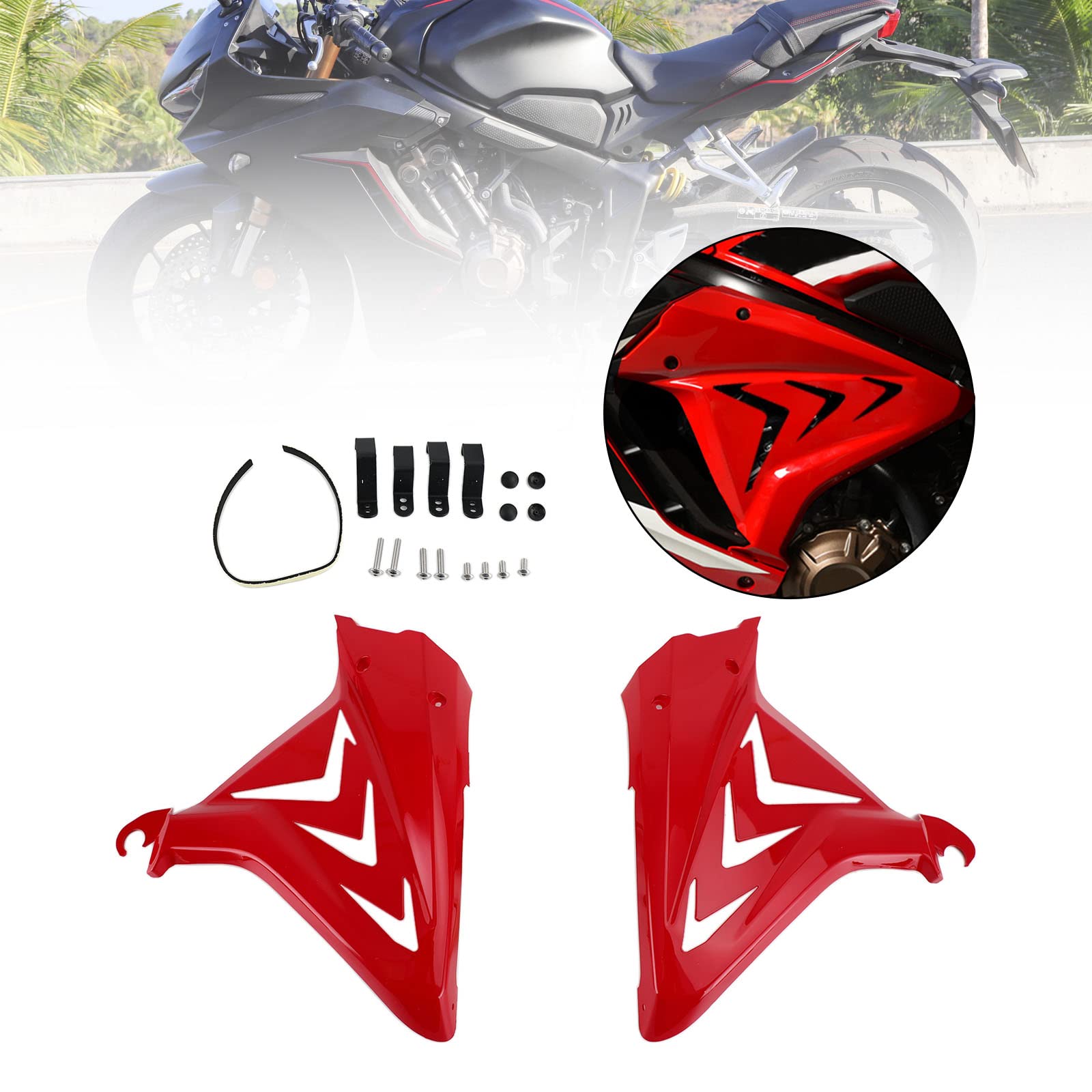 Topteng Side Frame Cover Panels Fairings Cowls passend für Honda CBR650R 2019-2021 Red
