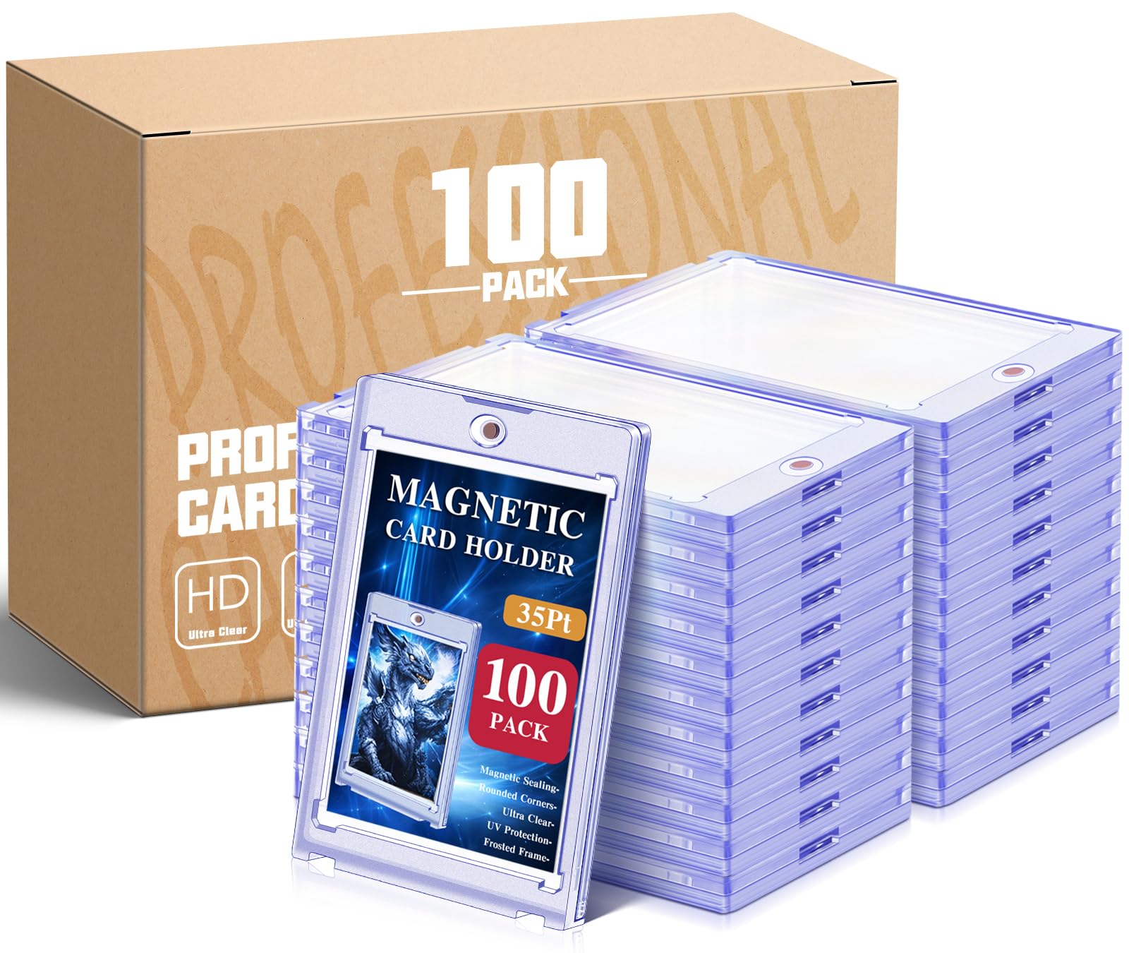 Amazon.com: Kitoyz 100ct Magnetic Card Holder, 35PT, One Touch