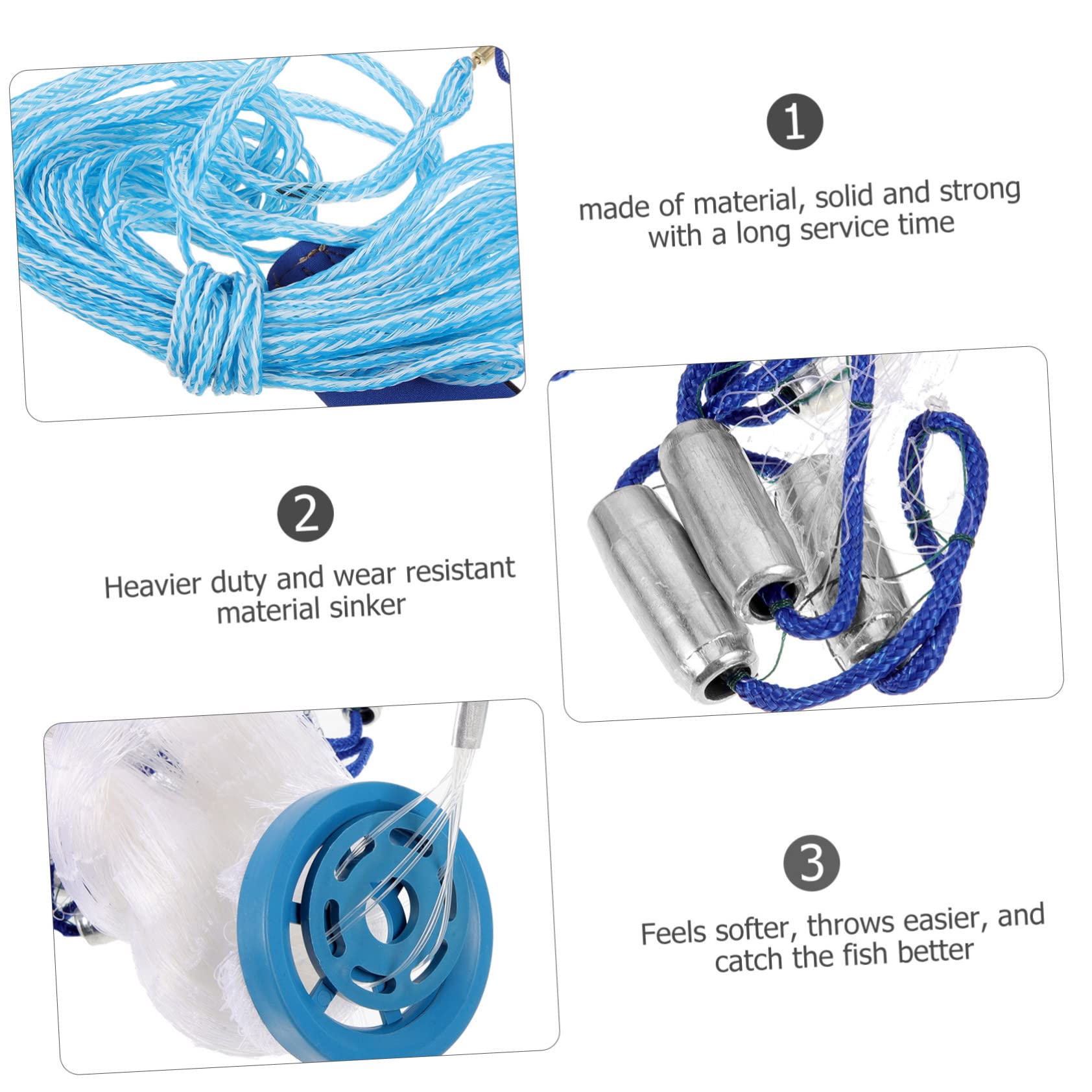 BESPORTBLE Rete Per Pesca Lanciata Retino Da Lancio Per Esche Da Pesca Maglie Per Raccolta Dei Pesci Materiale Resistente e Durevole Chiusura Sicura