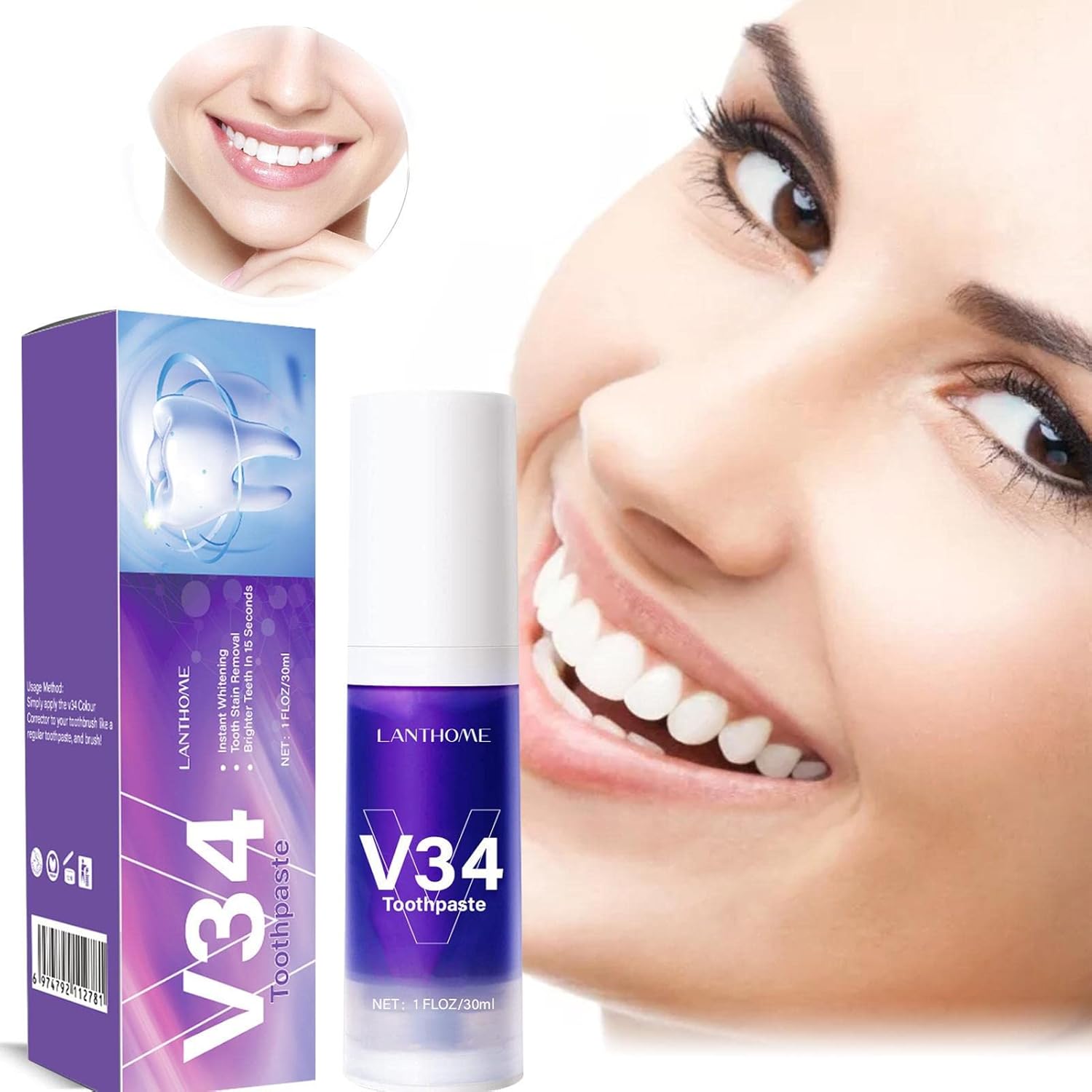 V34 Color Corrector Toothpaste 30ml Purple Teeth Whitening 9 71BJXUPQuPL. AC SL1500 -