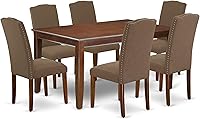 Vista 18 de East West Furniture DUEN5-MAH-66 - Juego de mesa de comedor de 5 piezas para 4 personas, incluye una mesa de cocina rectangular y 4 sillas