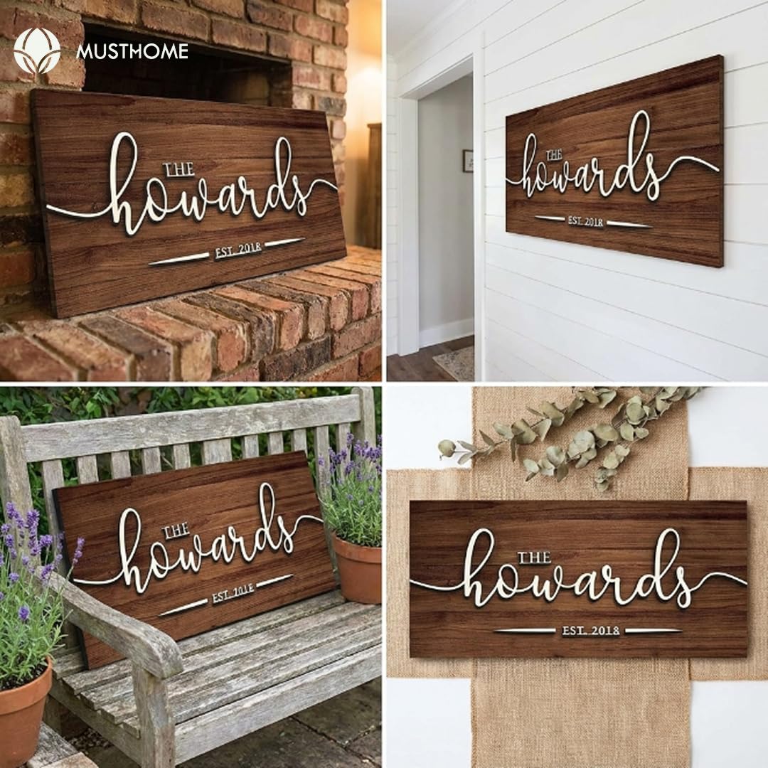 MustHome name plate for home entrance outdoor | Name plate | Wood Personalized NamePlate with 3D Letters | Door nameplates | Custom NamePlate For Home, Office and Outdoor Entrance | 15X30 cm | Wooden | Housewarming Gifts 1