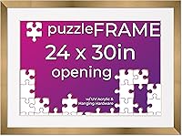 Vista 45 de Poster Palooza Kit de marco para rompecabezas de 18 x 24 pulgadas, incluye hojas de pegamento para rompecabezas, marco de madera de bronce