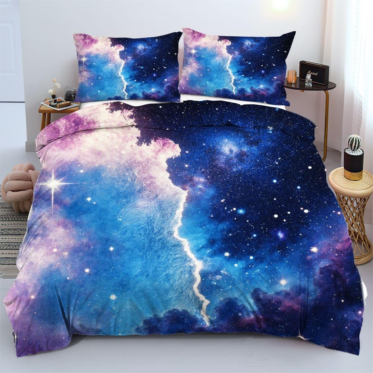 Linge de lit 220x240 cm étoiles colorées pour ados et adultes