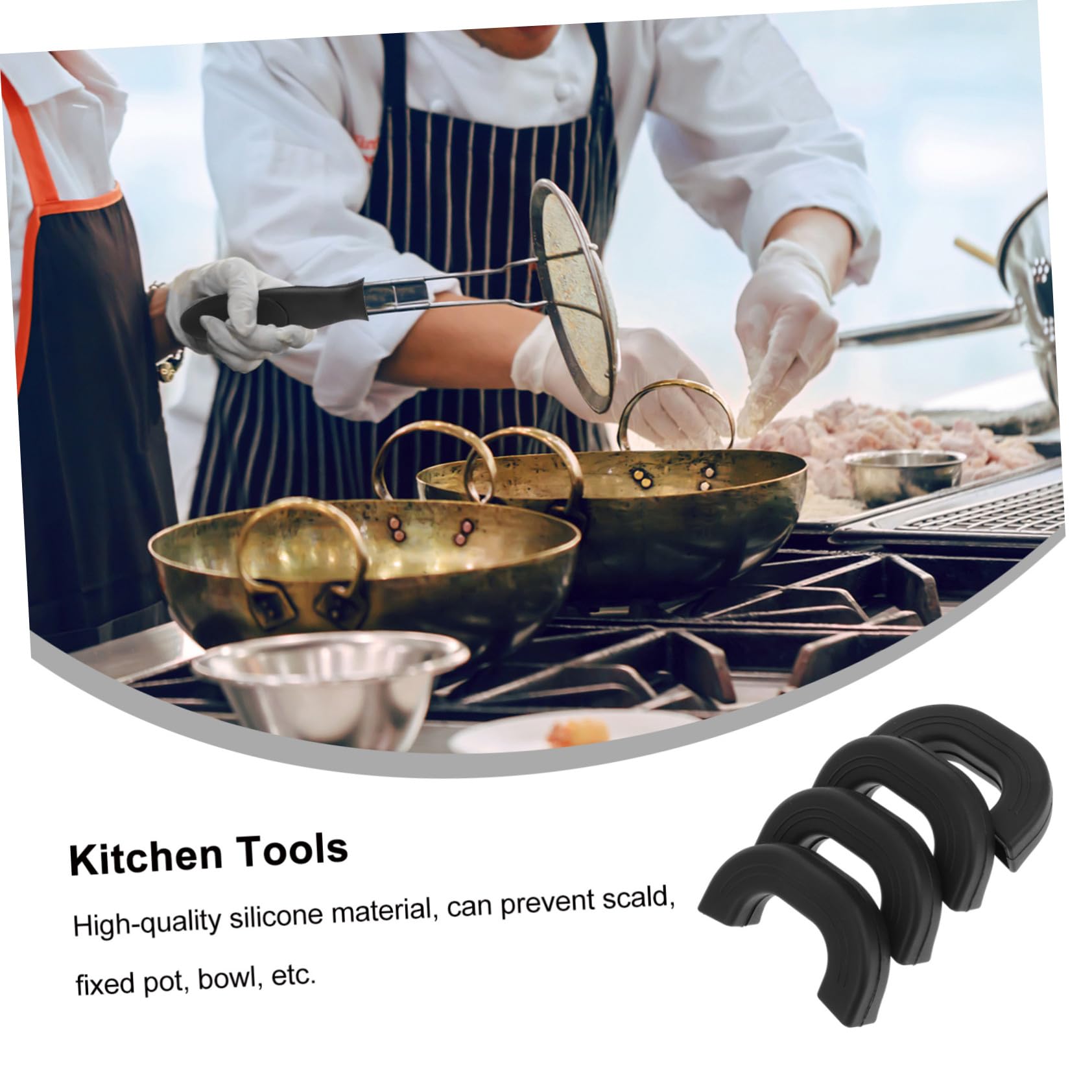 Protectores de Mango de Olla de Silicona Negra 4 Piezas Antideslizantes | Aislante Térmico, Fácil de Limpiar, para Asas de Ollas y Sartenes, Uso como Guantes de Horno