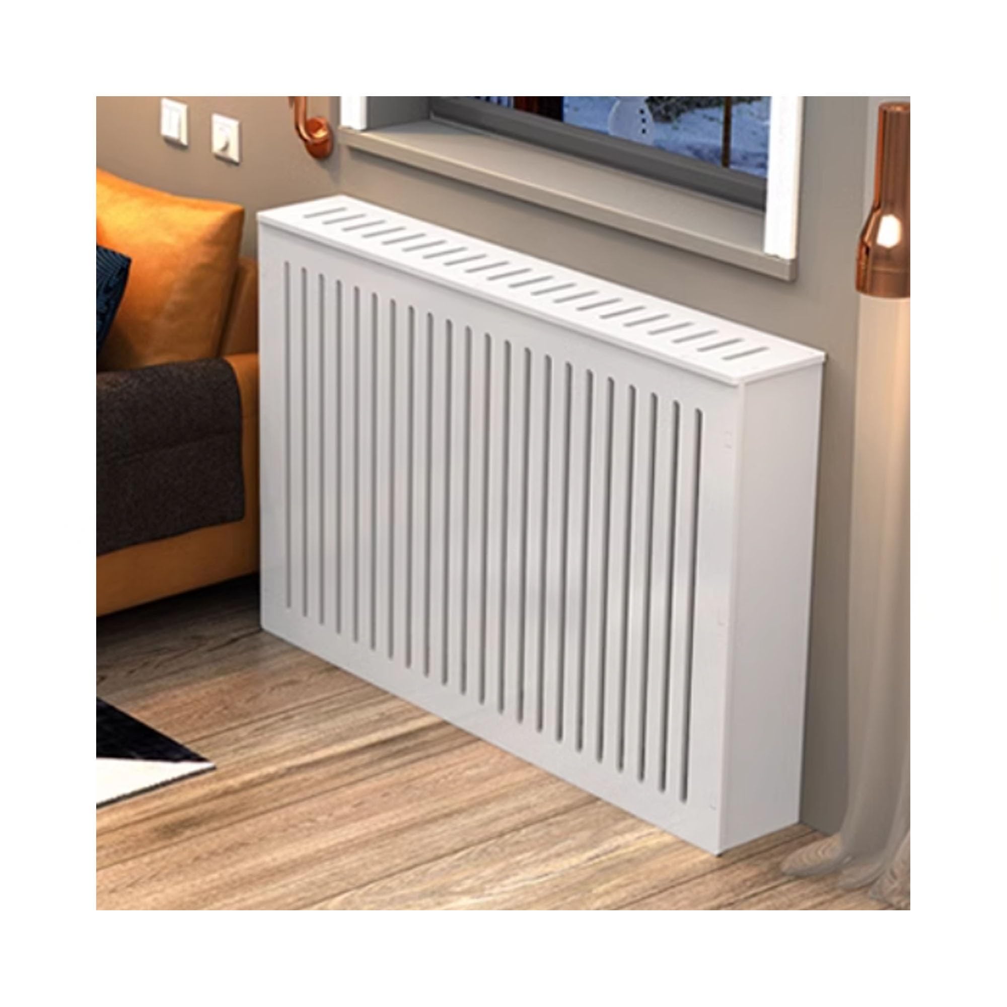 Cubierta de radiador con persianas verticales y ventilacion