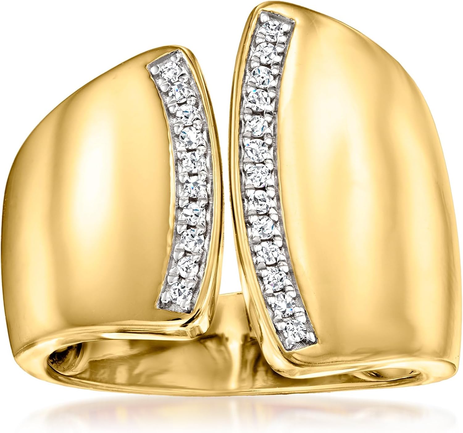 Ross-Simons 0.15 ct. t.w. Diamond Asymmetrical Ring in 18kt Gold Over Sterling