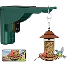 Solar Bird Watching Camera, 2K HD AI Bird Recognition Camera with SD Card | Real-time live view & instant alert notifications, matched with most bird feeders; include SD card, great gift for bird lover