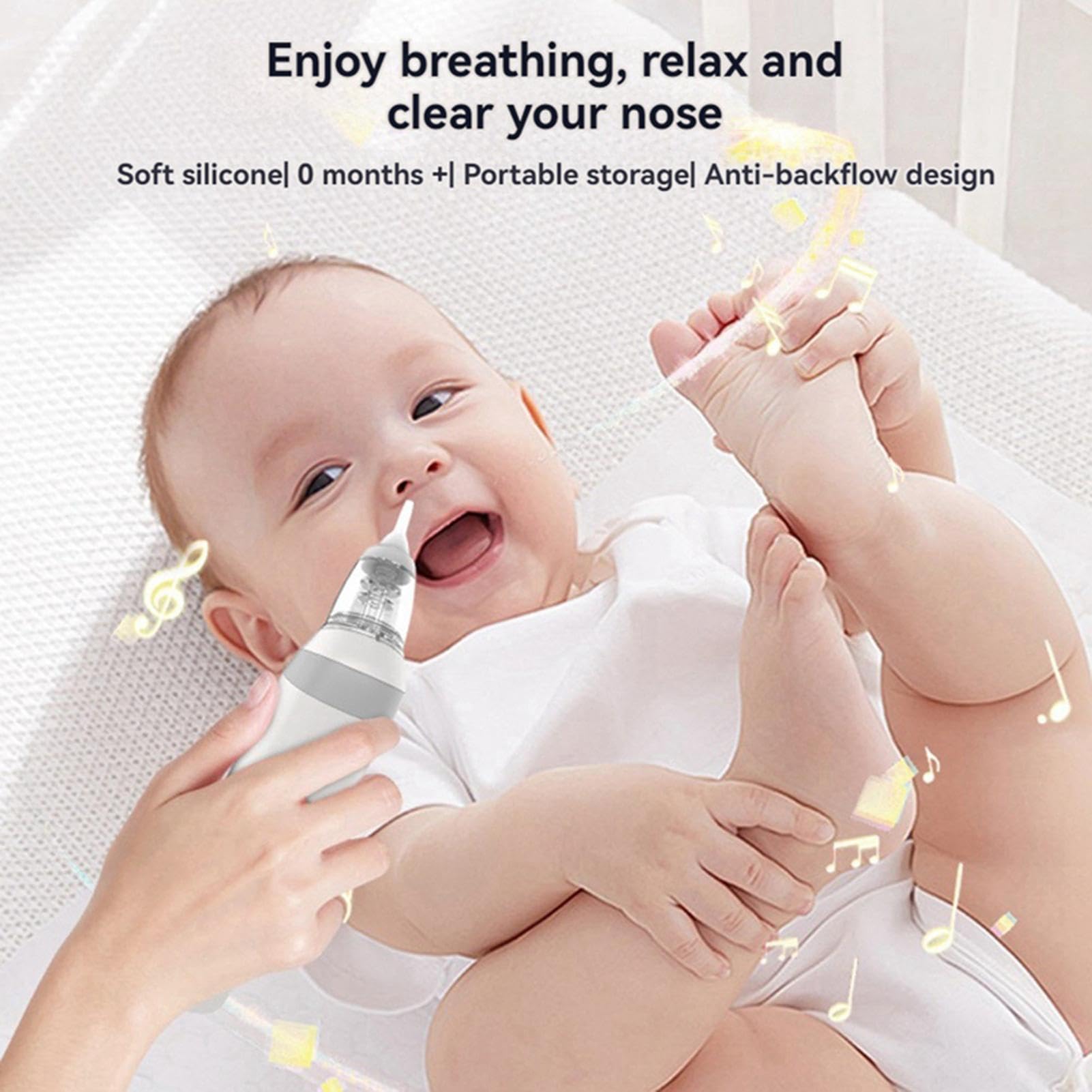 Mouche Bébé Électrique Aspirateur Nasal Rechargeable 3 Niveaux Silicone Buses Silencieux Ergonomique