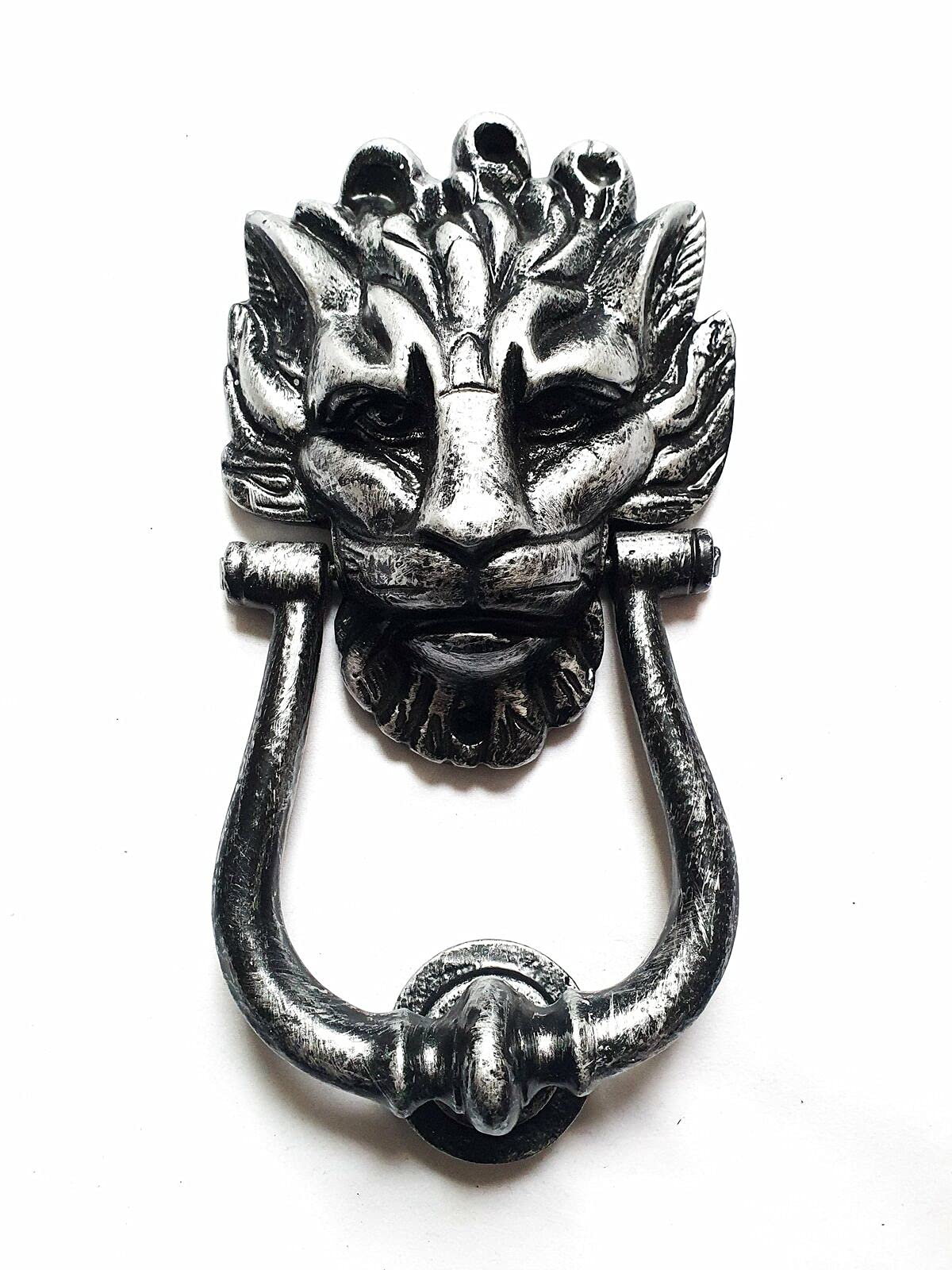Lion Head Medusa Front Door Knocker Antique Silver Pewter Downing Street