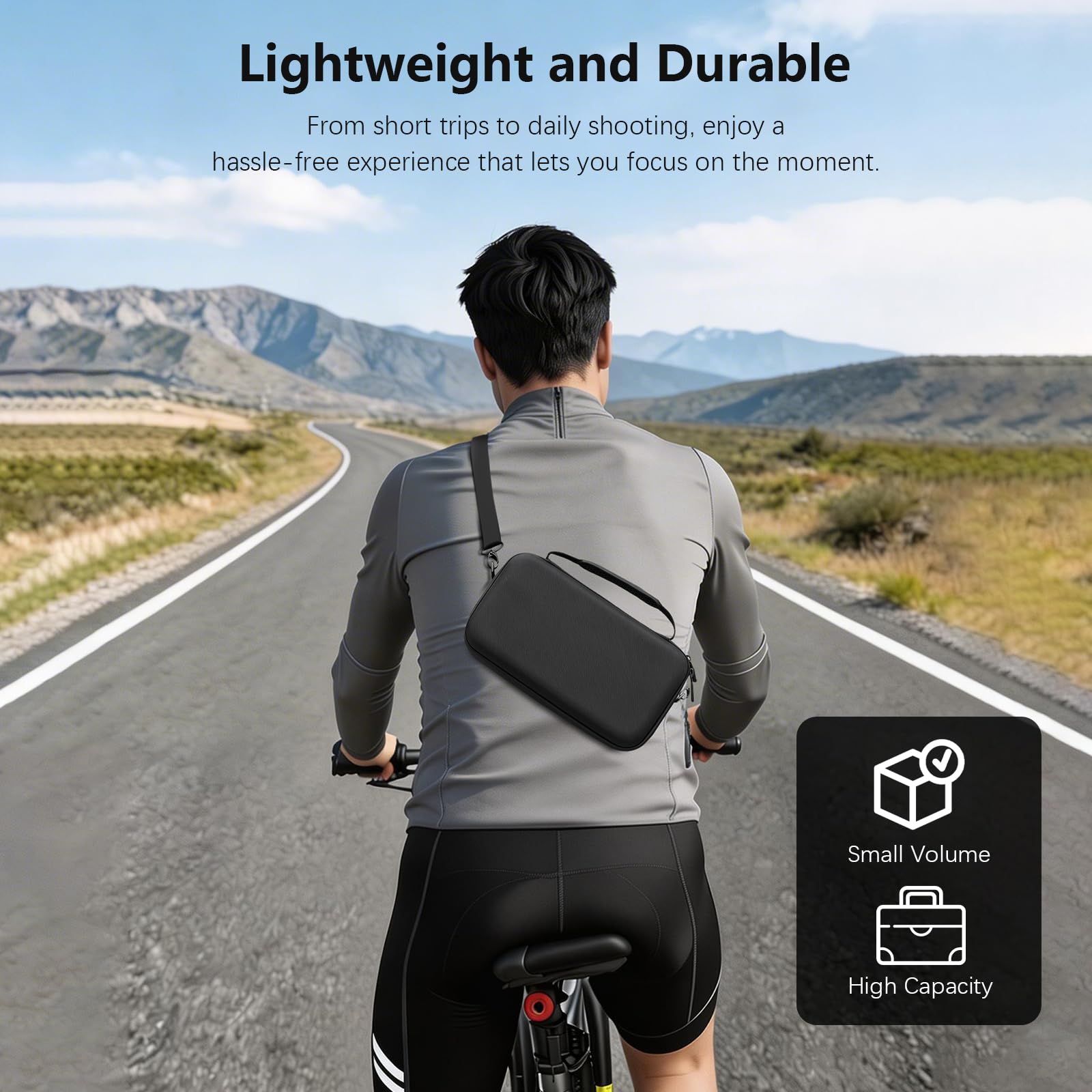 AMAZEAR Custodia da trasporto per accessori Insta360 X5 / X4 Air, Borsa impermeabile, Borsa a tracolla portatile per Insta360 X5 / X4 Air, Compatibile con asta selfie, Totalmente nero, Media