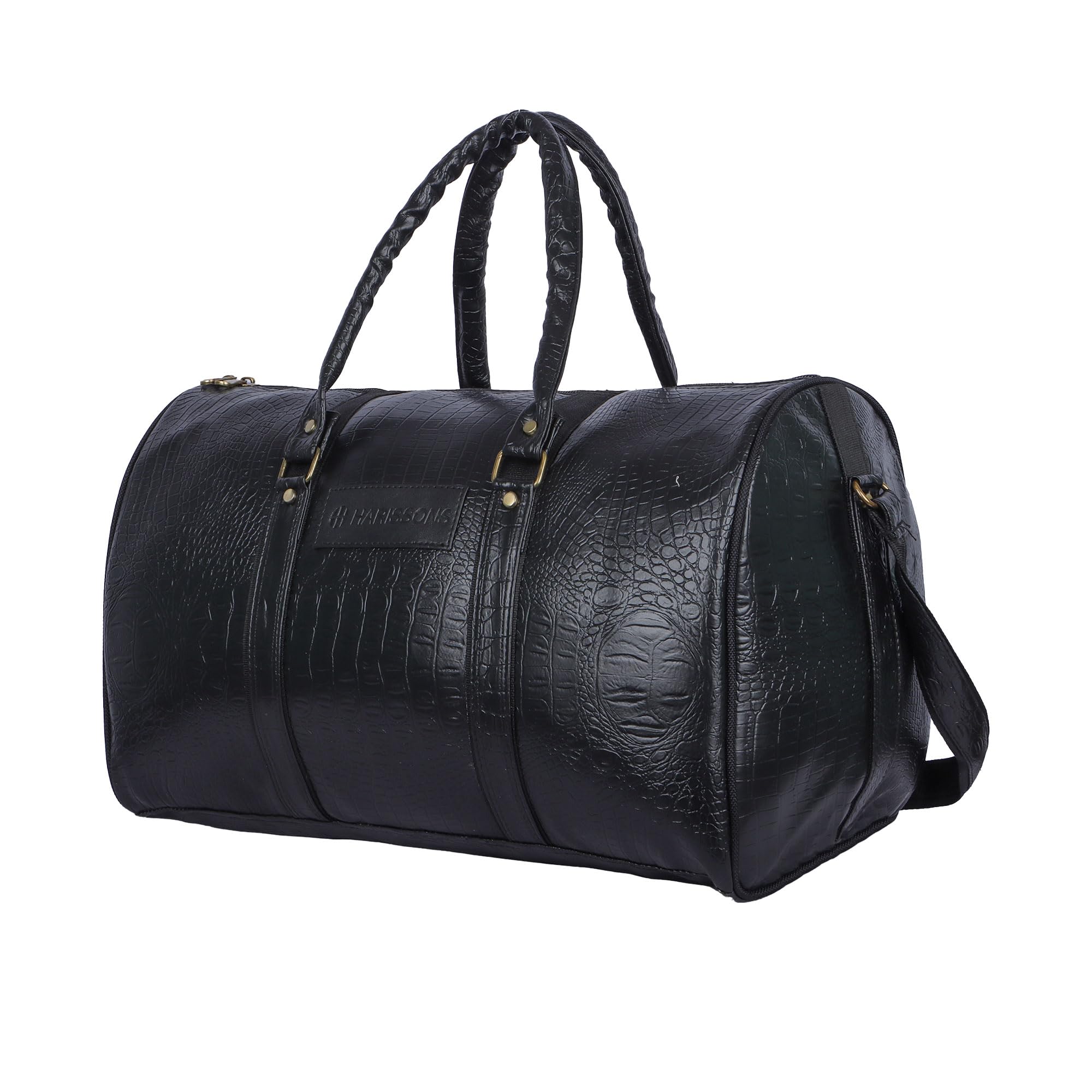 Terra Travel Duffel Bag | 32L | Premium Vegan Leather | Water-Repellent | Travel & Weekend Bag | Spacious Main Compartment, Detachable Shoulder Strap (Black)-image-41