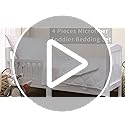 FLXXIE 4 Pieces Toddler Bedding Set, Soft and Breathable Microfiber Crib Sheet Set, Includes Quilted Comforter, Flat Top Sheet, Fitted Sheet, Envelope Pillow Case for Boys and Girls, White