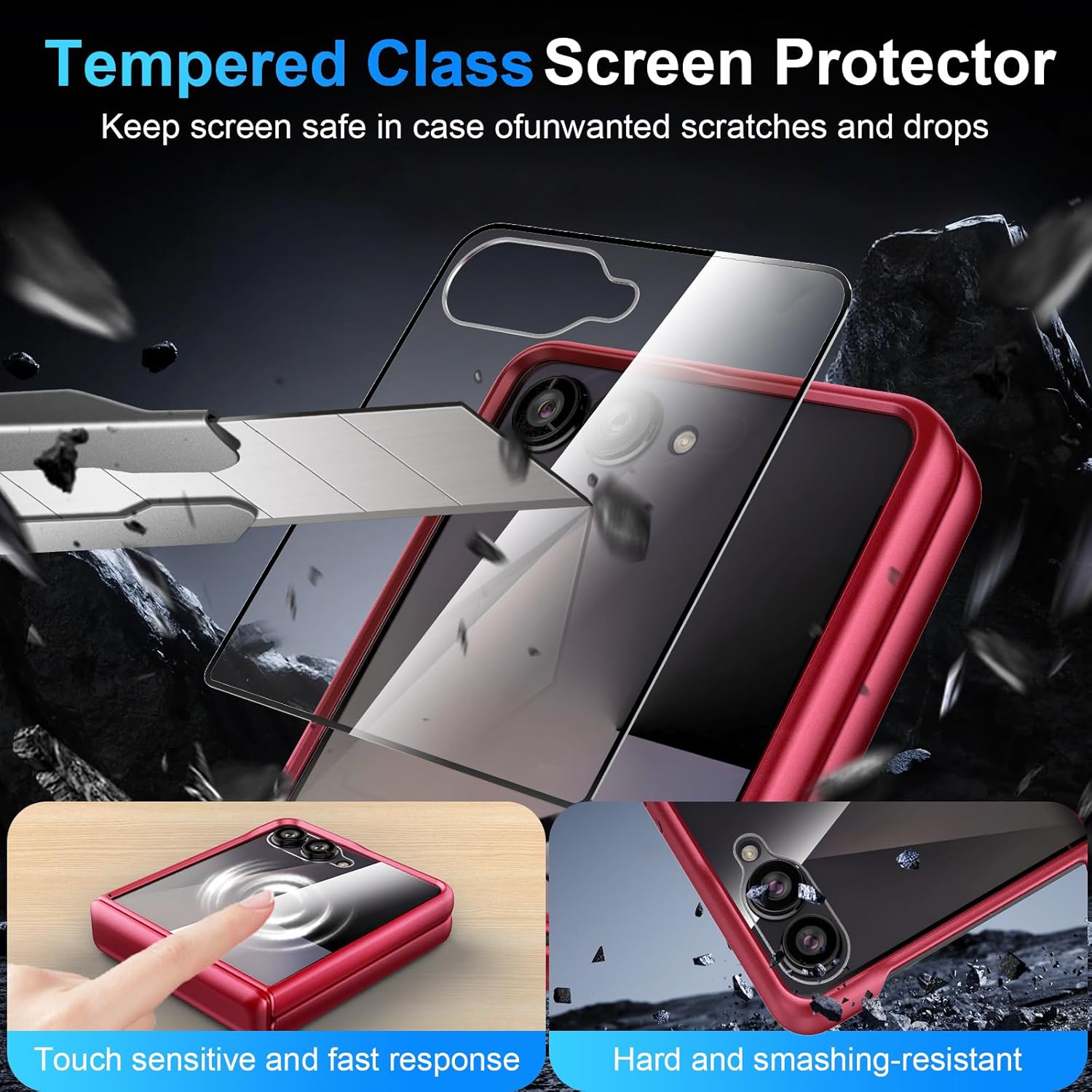 Magnetic Case for Samsung Galaxy Z Flip 7 Case, Compatible with Mag-Safe, Center Hinge Protection, 360° Rotating Finger Ring Holder with Built-in Screen Protector PC Material for Galaxy Z Flip 7 2025