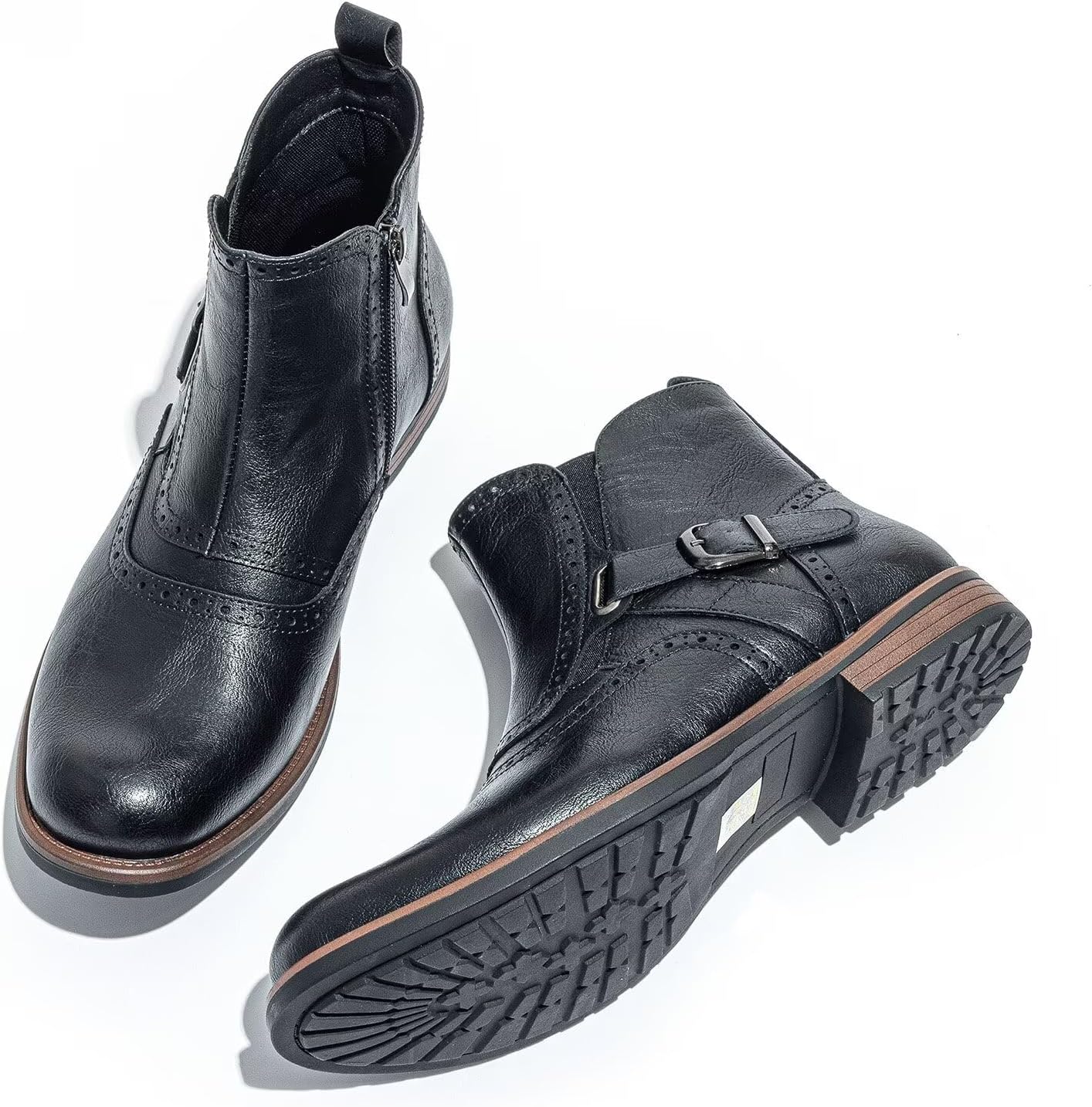 Men's British-Style Buckle Oxford Boots | Buckle Strap Side-Zip Oxford Boots for Casual, Business & Work (Ankle-Length) - Image 9