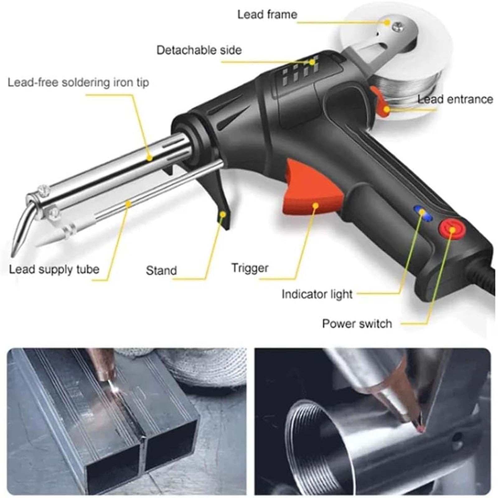 Herramientas de soldadura láser industriales calentadas internamente, juego de pistolas de soldar de soldador multifunción, calor interno de soldador automático con cable, para reparación industrial