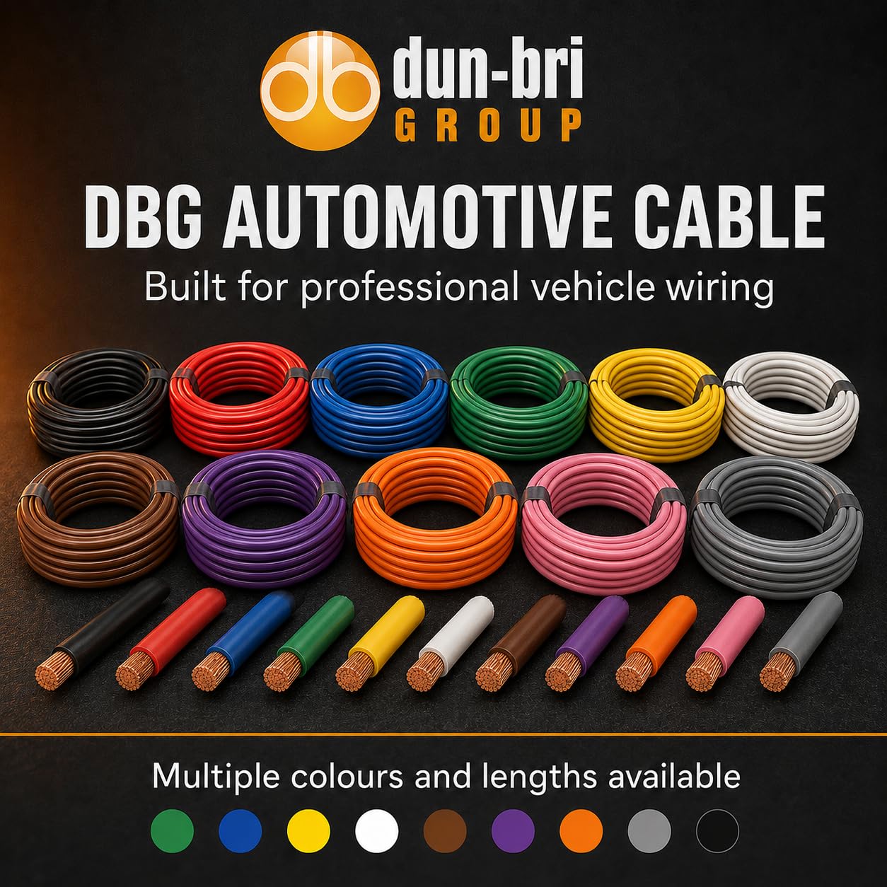 DBG - Cable automotriz de pared delgada de un solo núcleo, 1,0 mm² (16,5 A), 17 AWG, aislamiento de PVC a alta temperatura, ideal para proyectos de 12 V de autos, marinos y eléctricos (11 paquetes de