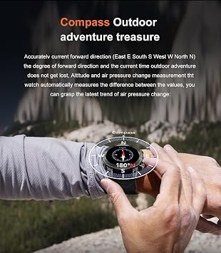 Smart Watch for Huawei Honor 30 - with LED Flashlight, 1.43 AMOLED Display, Outdoor Smartwatch with Compass/Altitude/Air Pressure, Waterproof Fitness Tracker Watch