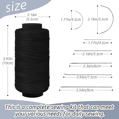 Miniatura 2 de JeogYong Kit de hilo de coser, paquete de 2 hilos de poliéster con agujas de cuero para coser a mano, hilo resistente, hilo de tejido de tapicería