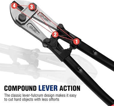 WORKPRO Bolt Cutter Bi-Material Handle with Soft Rubber Grip 18 Chrome Molybdenum Steel Blade W017005A