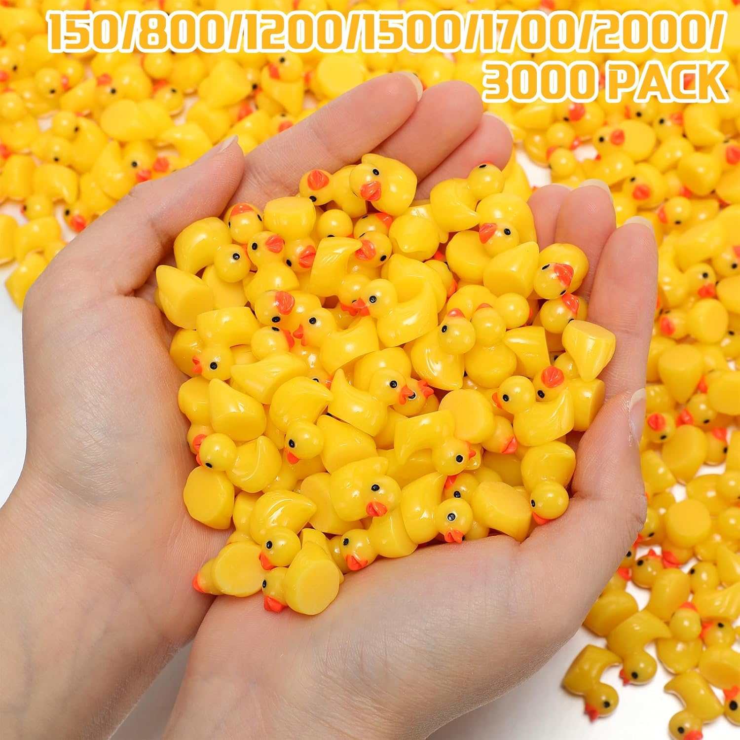Barydat 1500 Pcs Mini Resin Ducks Yellow Bulk Tiny Duck Decoration for Hide and Seek Prank Cruises Miniature Garden Accessory Figures for Dollhouse Landscape Aquarium Birthday Party Baby Shower Gift