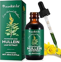 Mullein Tropfen, Mullein Leaf Extract Drops, Königskerzenblatt tropfen, Bio Königskerzen Extrakt zur Lungenreinigung, Königskerzen Tropfen mit Chlorophyll, Alkohol-frei, 60ml