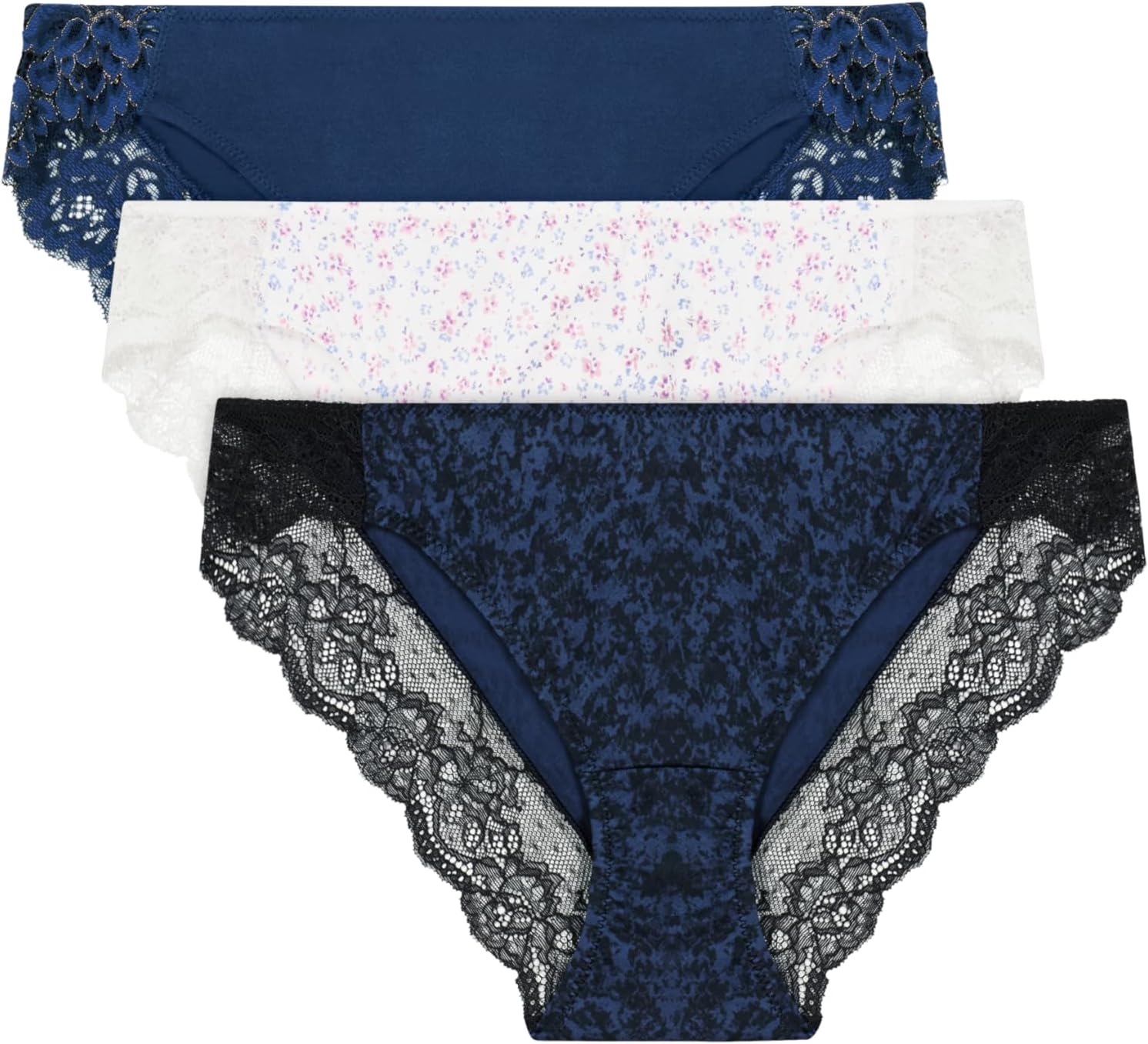 Maidenform Women’s Underwear Tangas Pack, 3-Pack, Lace Tanga Underwear Women Pack, Cheeky Smooth & Soft Panties for Women