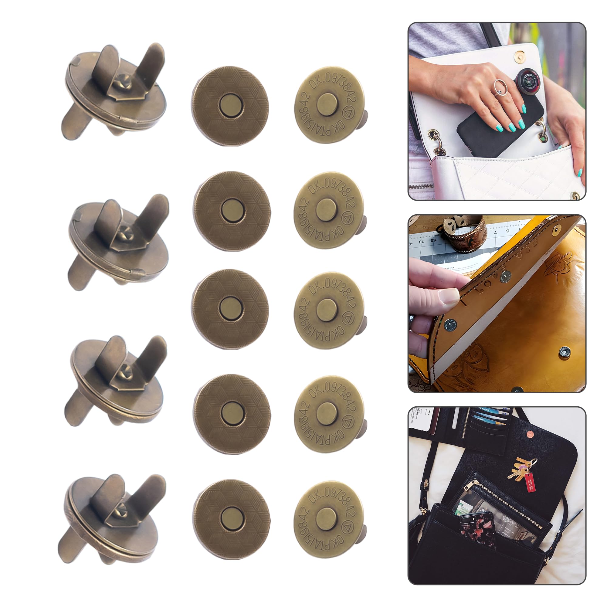 Fermoirs Magnétiques 18mm En Bronze - 2 Pièces Pour Couture Et Bricolage