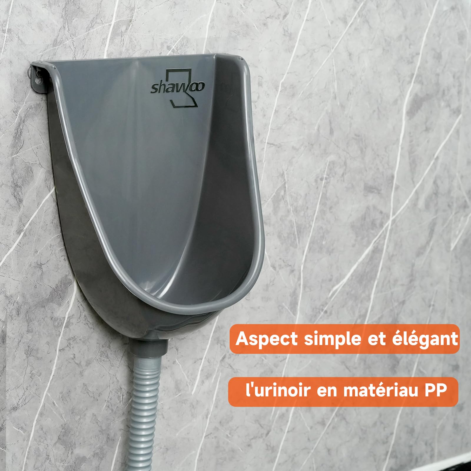 Urinoir sans eau pour garage pour hommes - Urinoirs en plastique pour hommes - Déviateur d'urine pour toilettes - Urinoir extérieur - Urinoirs murales pour hommes pour salle de bain, installation sans