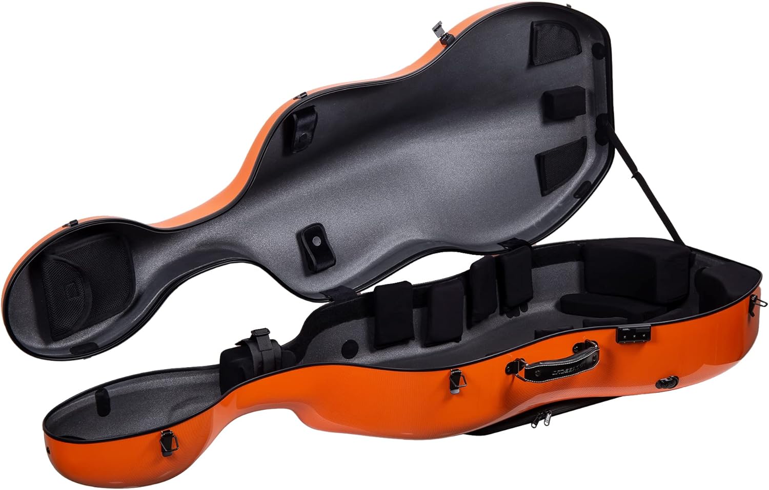 Crossrock Cello Case Fits 4/4 Full-Size Cellos, Carbon Fiber Shell Weighs 7.5 lb-Orange(CRF3020CEFOR)