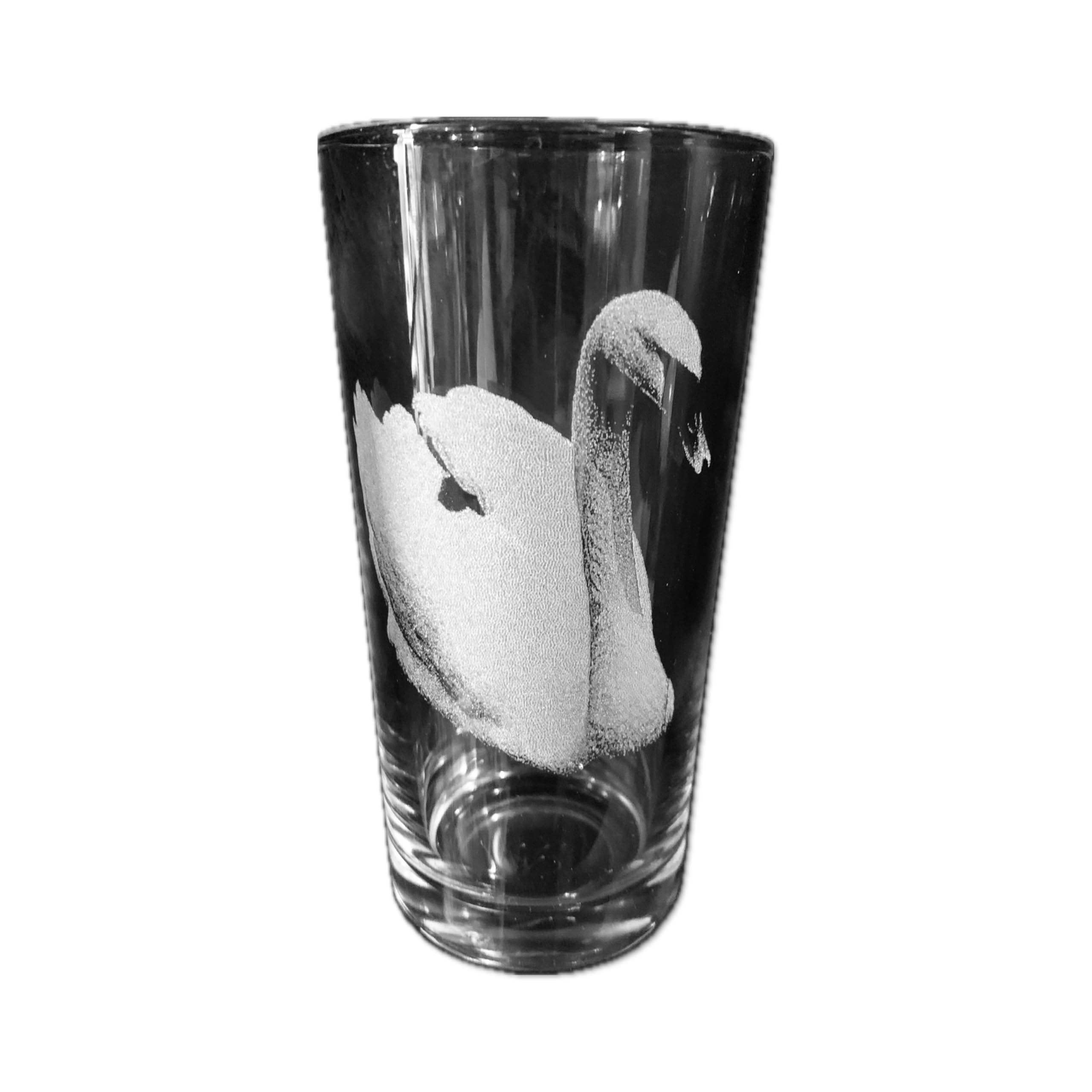 Animal Engraved Glass - Personalised Etched, Gift, Wine, Pint, Whiskey, Gin, Decanter, Cup, Tea, Shot, Christmas, Birthday, Brandy, Coffee, Mug, Beer, Set, vase, Bottle, Wedding, (SWAN) — image 1